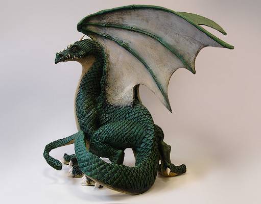 Green Dragon - App 50cm high - Fired and finished in acrylics