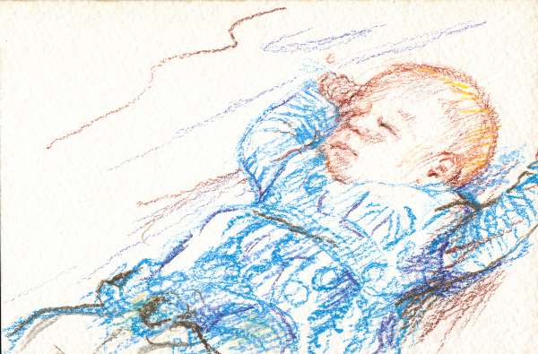 Sleeper - Pastel On Paper - 8x5 cm