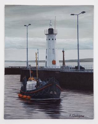 Lifeboat Coming Into Harbour - Acrylic on Canvas