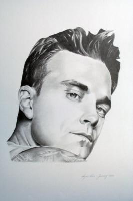 Pencil portrait of Robbie Williams