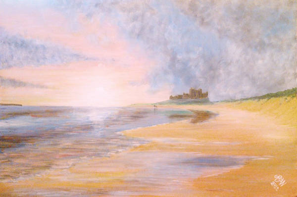 Bamburgh Beach - Acrylic on Canvas - 40 x 56cm