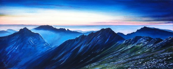 Light Fades Over Goat Fell -  Acrylic - 30ins x 12ins