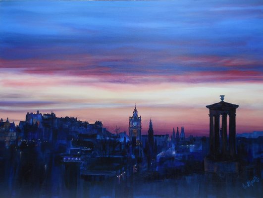 As Night Falls, Edinburgh - Acrylic - 30ins x 40ins