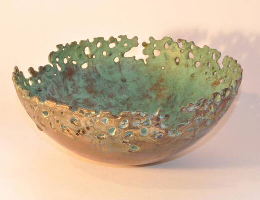 Broderie Anglaise -  Bowl, Claire McKenna,  lost wax cast at the A4A studio bronze foundry