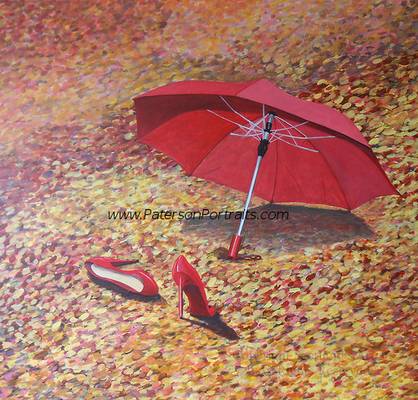 Two Red Shoes - Acrylic Painting - 90 x 90 cm