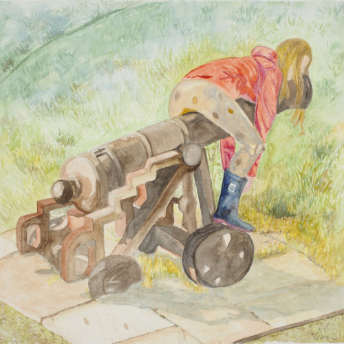 Lazy Cannon - Watercolour - 12 x 12ins