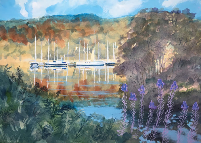 September Afternoon At Bellanoch Marina - Watercolour/Gouache - 2019 - 42 x 30cm