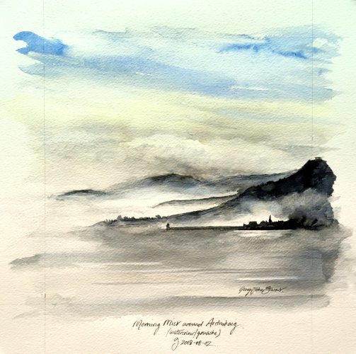 Morning Mist on Knapdale - Gouache - 2018 - 50 x 50cm