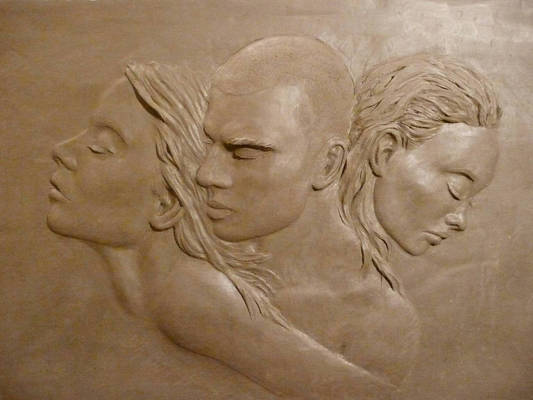 Betrayal - a relief in clay - app 50cm x 38cm framed