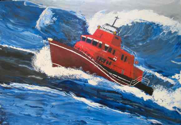 Motor Boat 2 - oil on canvas board - 59cms x 43cms