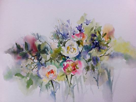 Flowers From My Garden - Approx 33.1" x 23.4" - Watercolour