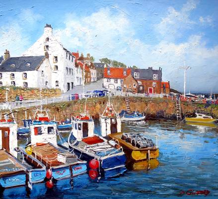 Crail harbour - Oil Painting on Board - 16 x 12ins