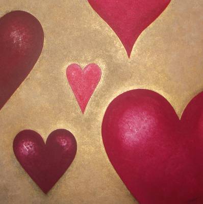 Heart on Gold - 50cm x50cm