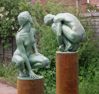Echo & Narcissus, bronze figures, limited edition artworks by John McKenna, cast at A4A studio foundry
