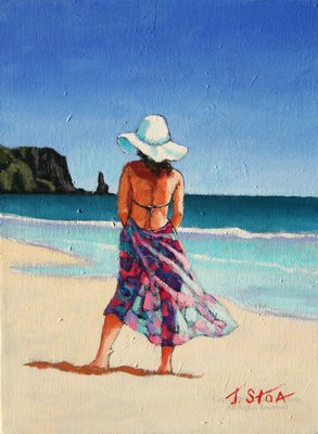 Lady on Sandwood Bay - Acrylic - 12 x 9ins - 2015