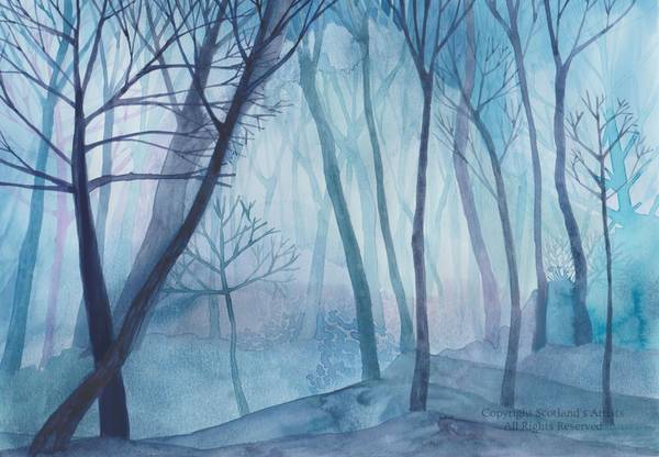 Moonlit Trees - Watercolour - 2016 - A4