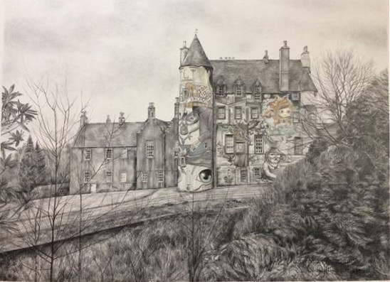 Kelburn Castle, Graphite & Watercolour