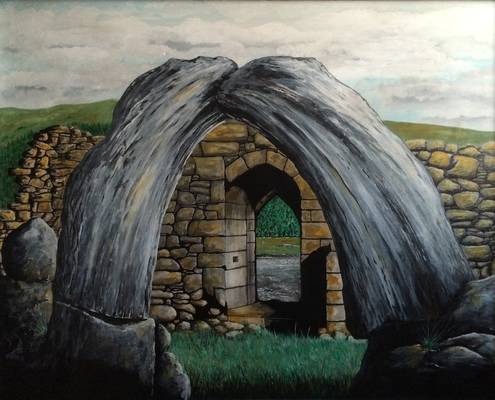 Through the arches, Loch Doon Castle - Acrylic on Canvas - 40ins x 30ins