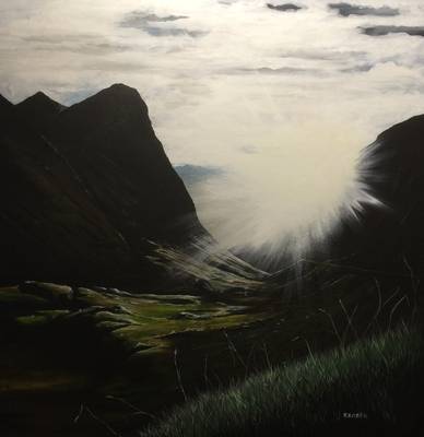 Mountain Sunburst - Acrylic on Canvas - 40ins x 30ins