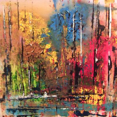 Autumn Walk - 20cm x 20cm - Box Canvas Acrylics