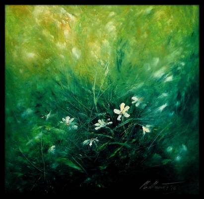 Emerging Daisies - Oil on Canvas - 50 X 50 cms