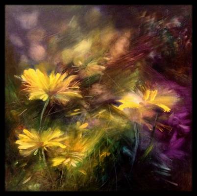 Floral Burst - Oil on Canvas - 50 X 50 cms