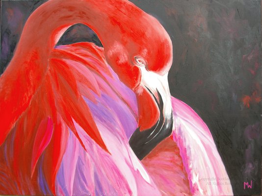 Flamingo - Oil on Canvas - 40ins x 30ins