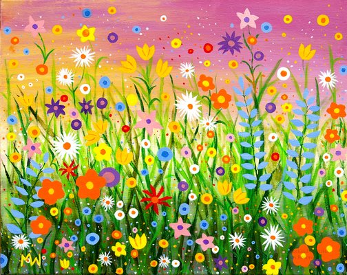 Happy Little Garden 3 - Acrylics on Canvas - 20ins x 16ins