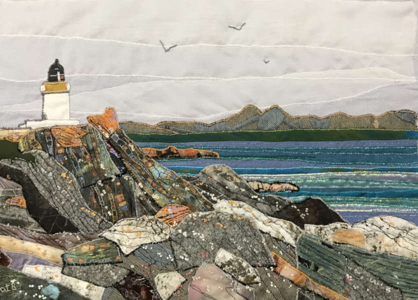 Ruby' an Dion Lighthouse, Islay - Textile and Stitch - 42cm x 30cm