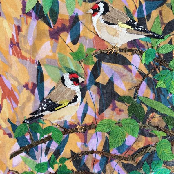 Goldfinches 20cm x 29cm Textile Art 2018