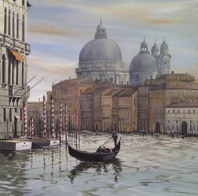 Winter gondola, Grand Canal Venice - Acrylic - 40 x 40cm