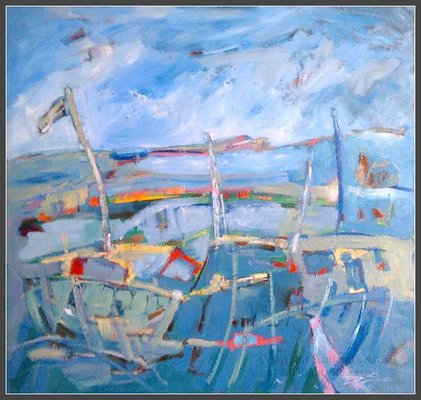 Boatyard / Nail in my Boot - 35ins x 36ins - Oil on Board