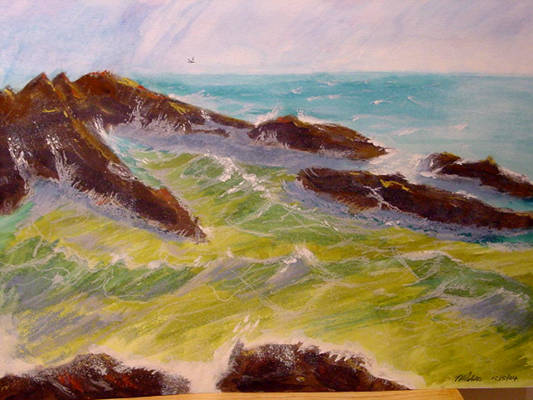 Stormy Seas - Acrylic/pastel/gouache on rough paper - 41cm x 51cm