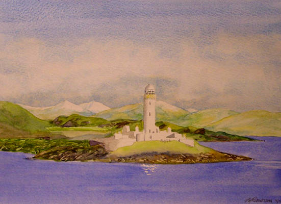 Lismore Lighthouse - Watercolour on rough paper - 23cm x 33cm