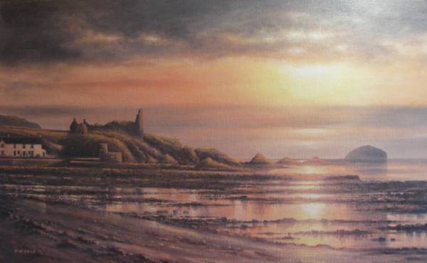 Sunset over Dunure - Oil - 20ins x 32.5ins